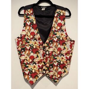 VTG 111 Main Womens Christmas Vest Size L CHILDREN/CAROLERS Santa Kitschy Music
